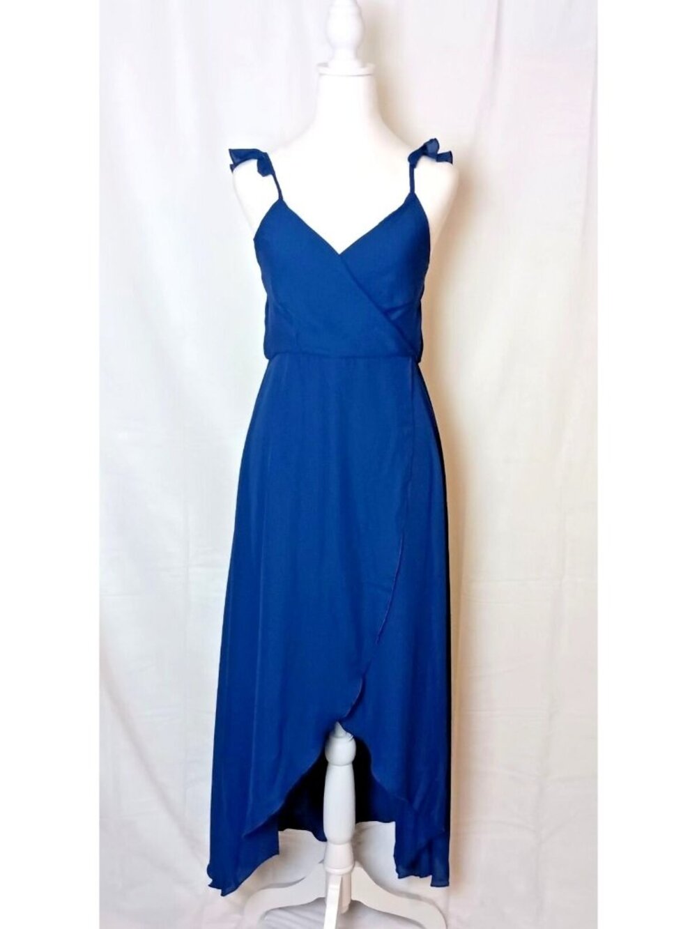 Belongsci Royal Blue Ruffle Strap Tulip Skirt Maxi Dress Womens M NWT